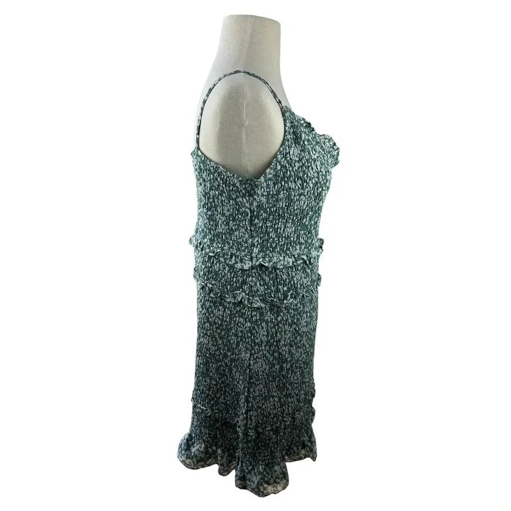 Abercrombie & Fitch Smocked Mini Dress Ruffle Green White Size XLT XL Tall - Picture 9 of 16